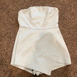 Super down blue strapless romper